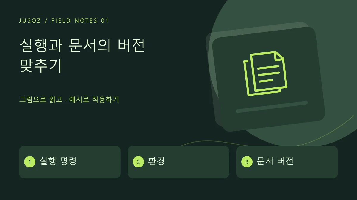 실행과 문서의 버전 맞추기 — 실행 명령 · 환경 · 문서 버전